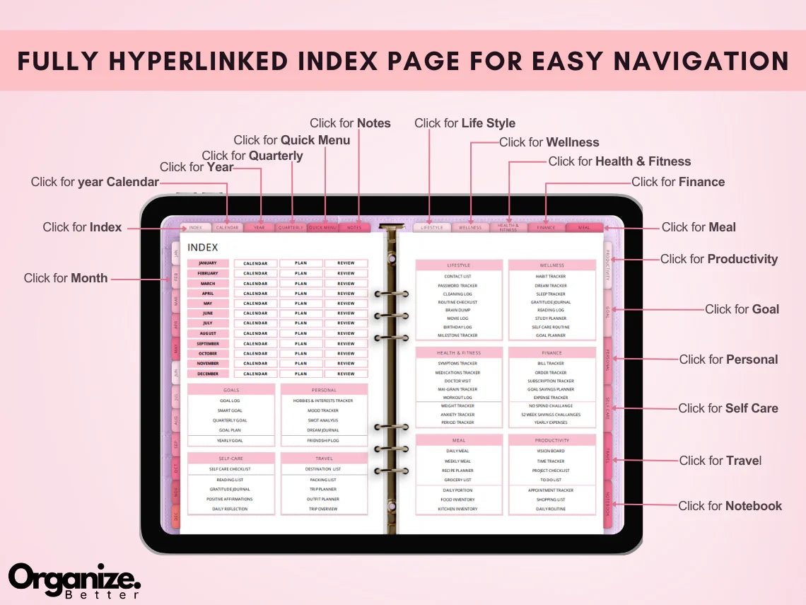 All-in-One Aesthetic Digital Planner 2026,2027,2028