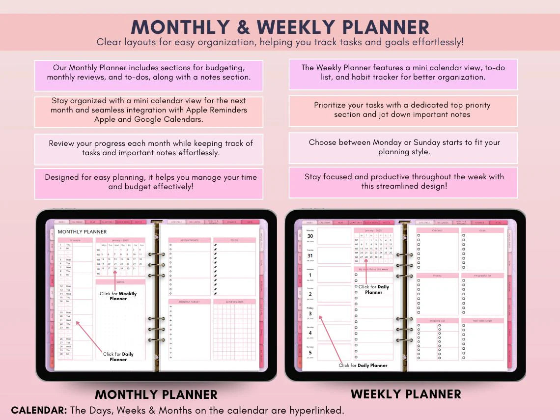 All-in-One Aesthetic Digital Planner 2026,2027,2028