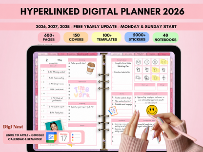 All-in-One Aesthetic Digital Planner 2026,2027,2028